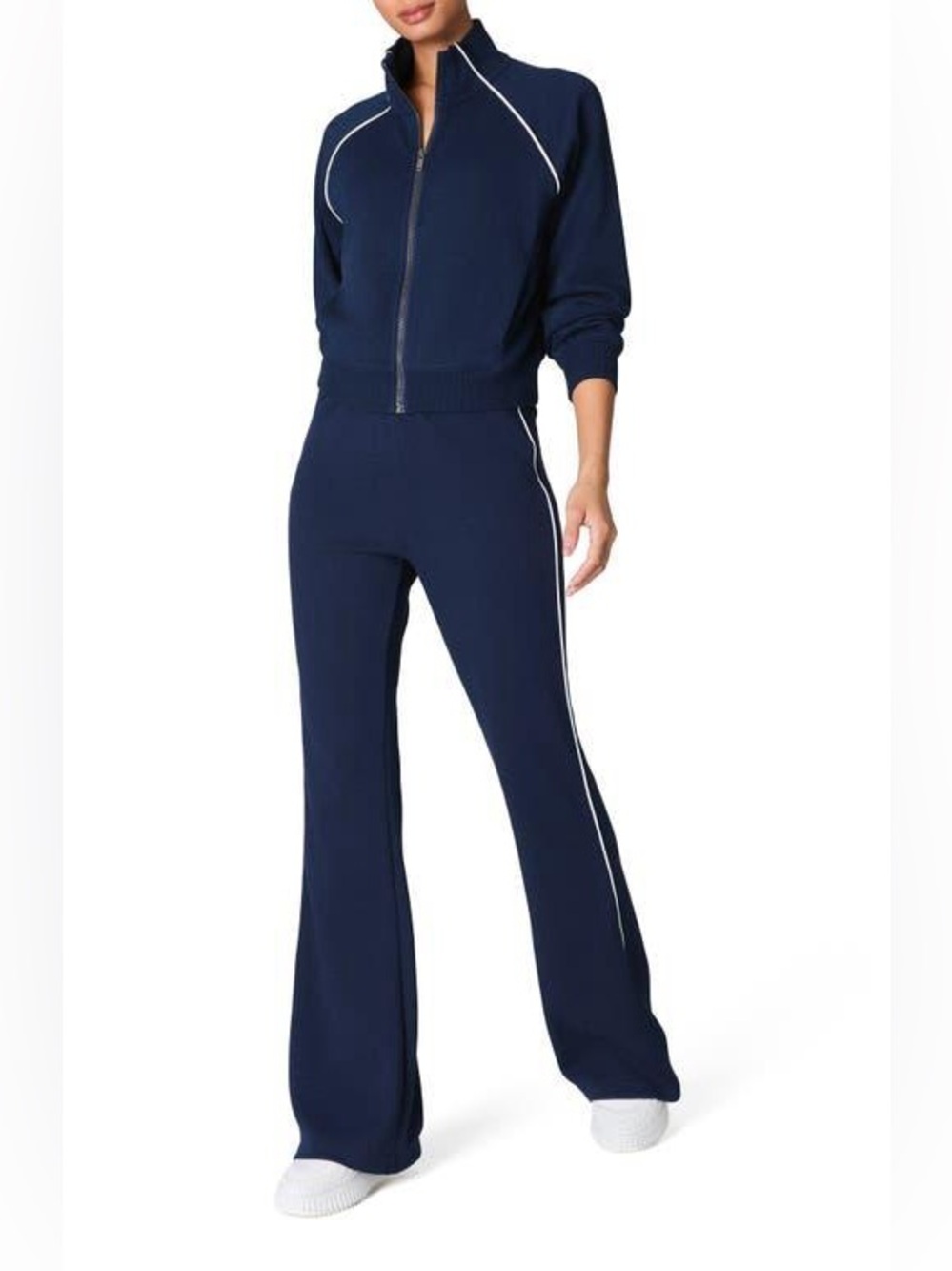 Spanx plus size XL Blue Airessentials Pique Flare set navy preppy quiet luxury